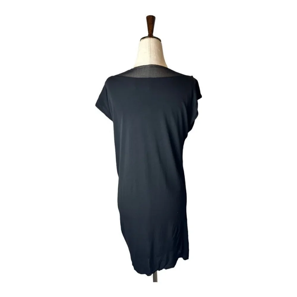 Alice + Olivia Black Beaded Jeweled Scoop‎ Neck Short Sleeve Mini Dress Size S